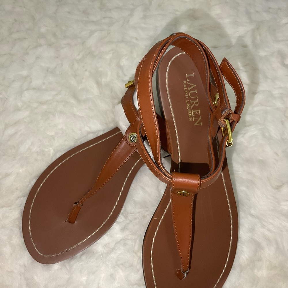 Ralph Lauren Brown Leather Sandals - Size US 8 Women - Picture 2 of 4